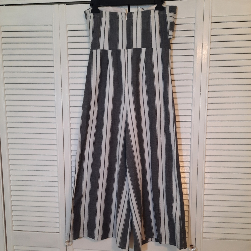 Gianni Bini strapless striped crop palazzo jumpsuit romper small *C1 - Picture 4 of 8